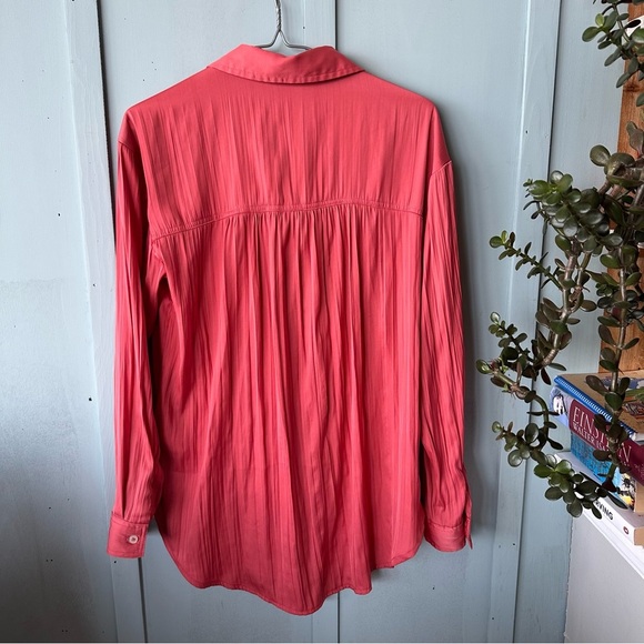 Anthropologie Orange Pink Long Sleeve Button Down Shirt - Picture 5 of 9